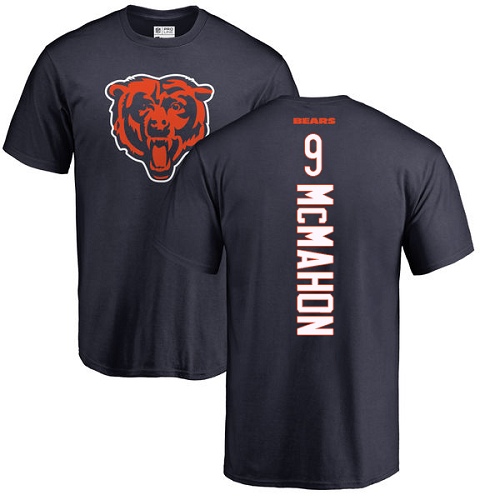Chicago Bears Men Navy Blue Jim McMahon Backer NFL Football #9 T Shirt->nfl t-shirts->Sports Accessory
